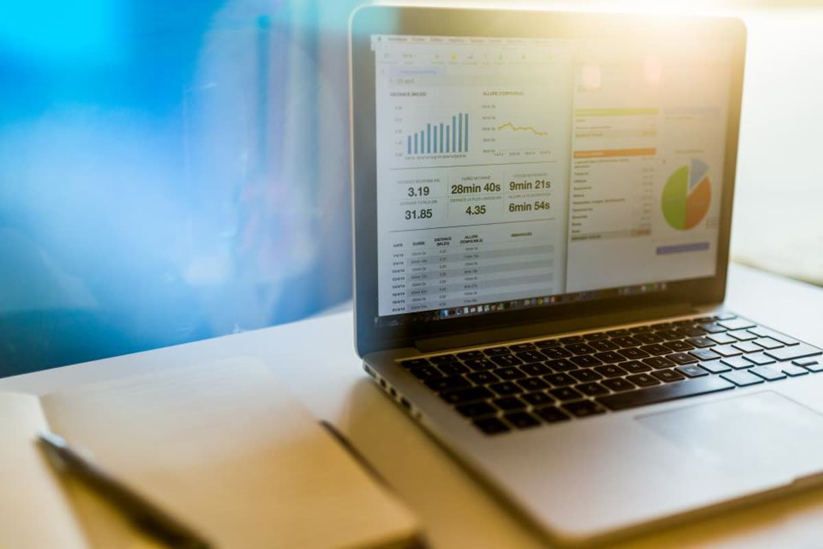 Laptop showing analytics charts